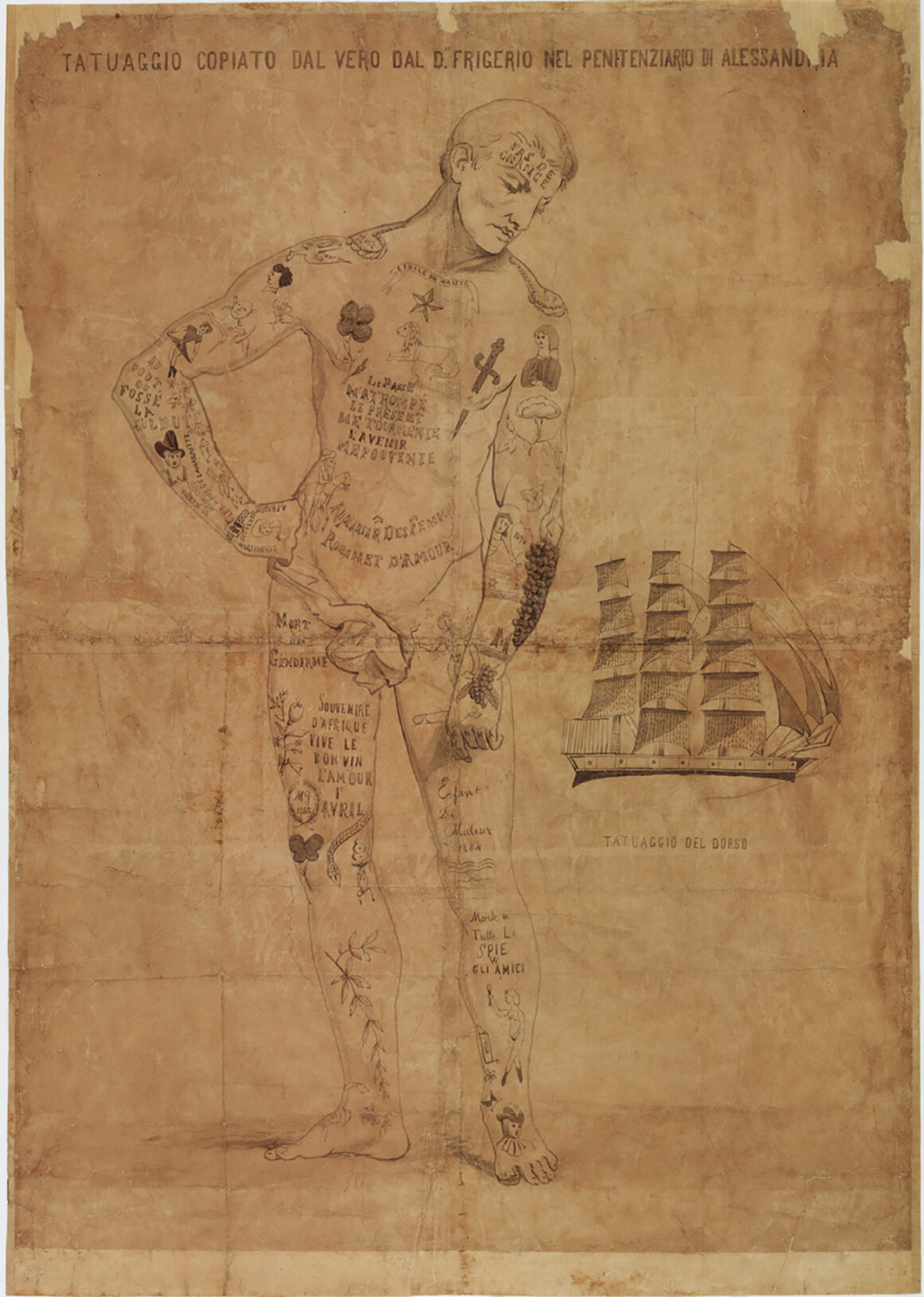 Disegno con tatuaggi di Giovanni Mullé, Seconda metà XIX° secolo