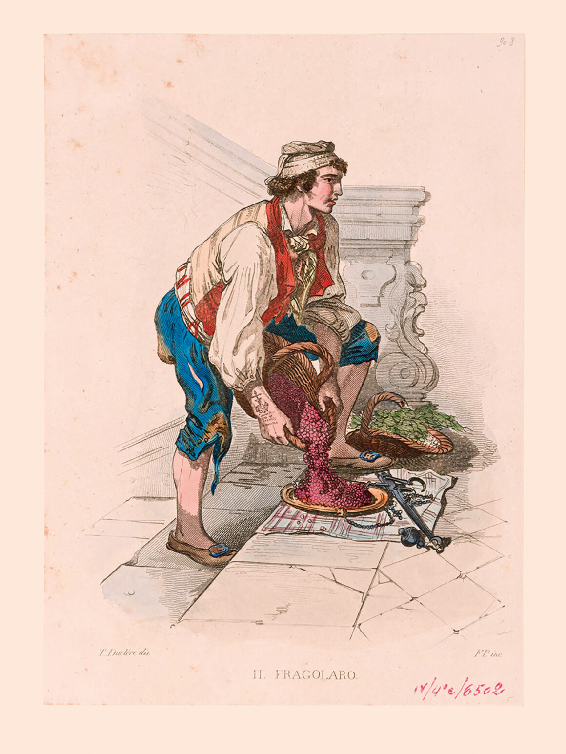 Disegnatore Teodoro Duclère (Napoli, 1814 – 1869), incisore Filippo Palizzi (Vasto, 1818 - Napoli, 1899), Il fragolaro, 1853-1858