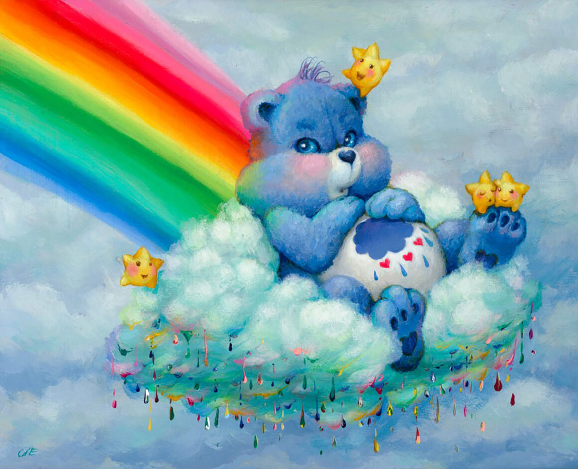 'Crochety Cloud Goblin' (water soluble oil paint on birch wood board, 8 x 10 inches) by Camilla d'Errico