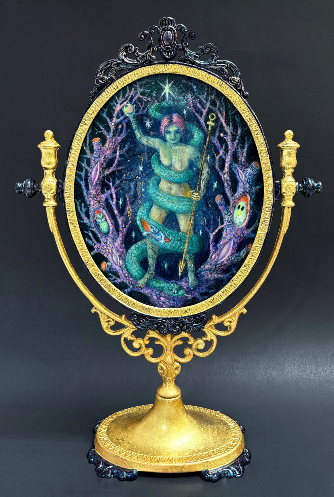 Stephanie Jucker_Stars Align.16x12 Oil & 22k gold leaf on panel